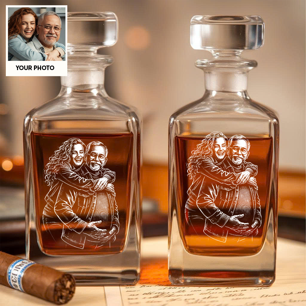 Custom Photo Dad Whiskey Decanter Set, Personalized Father's Day Gift THUC99