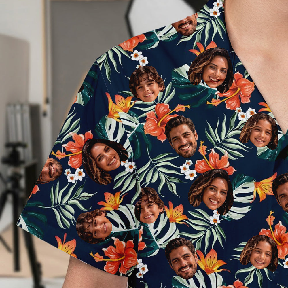 Custom Photo Summer Hawaiian Shirt, Personalized Aloha Shirt, Tropical Family Gift THUC99