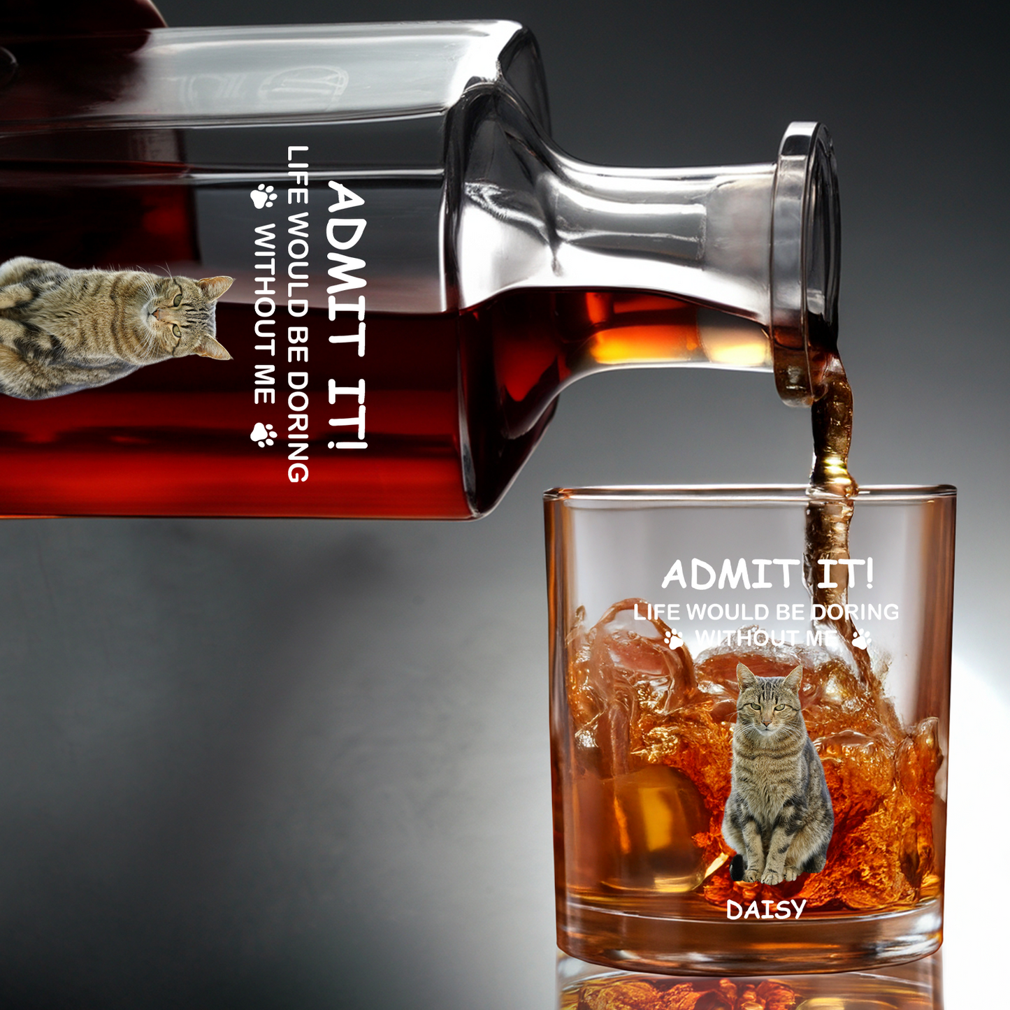 Custom Photo Life Would Be Boring Without Me Whiskey Glass | Personalized Gifts for Pet Loss | Gift For Pet Lover TND083