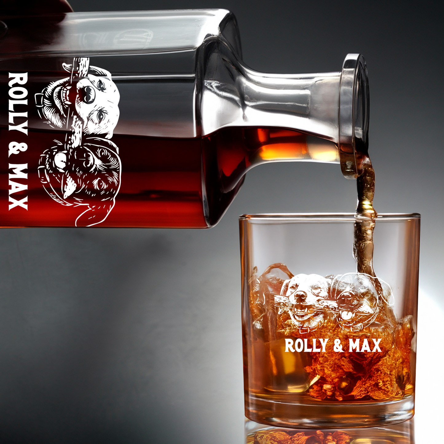 Custom Dog Photo Whiskey Glass And Decanter Set | Personalized Dog Photo Decanter | Gift For Dog Lover | Pet Memorial Gift TNN06