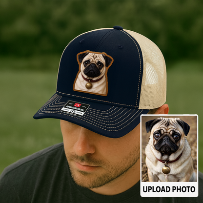 Custom Pet Memorial Leather Hat – Printed Trucker Cap – Dog Keepsake Gift TH9910