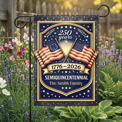 Custom American Flag 1776–2026 250 Years Independence Garden Flag Family Name Gift