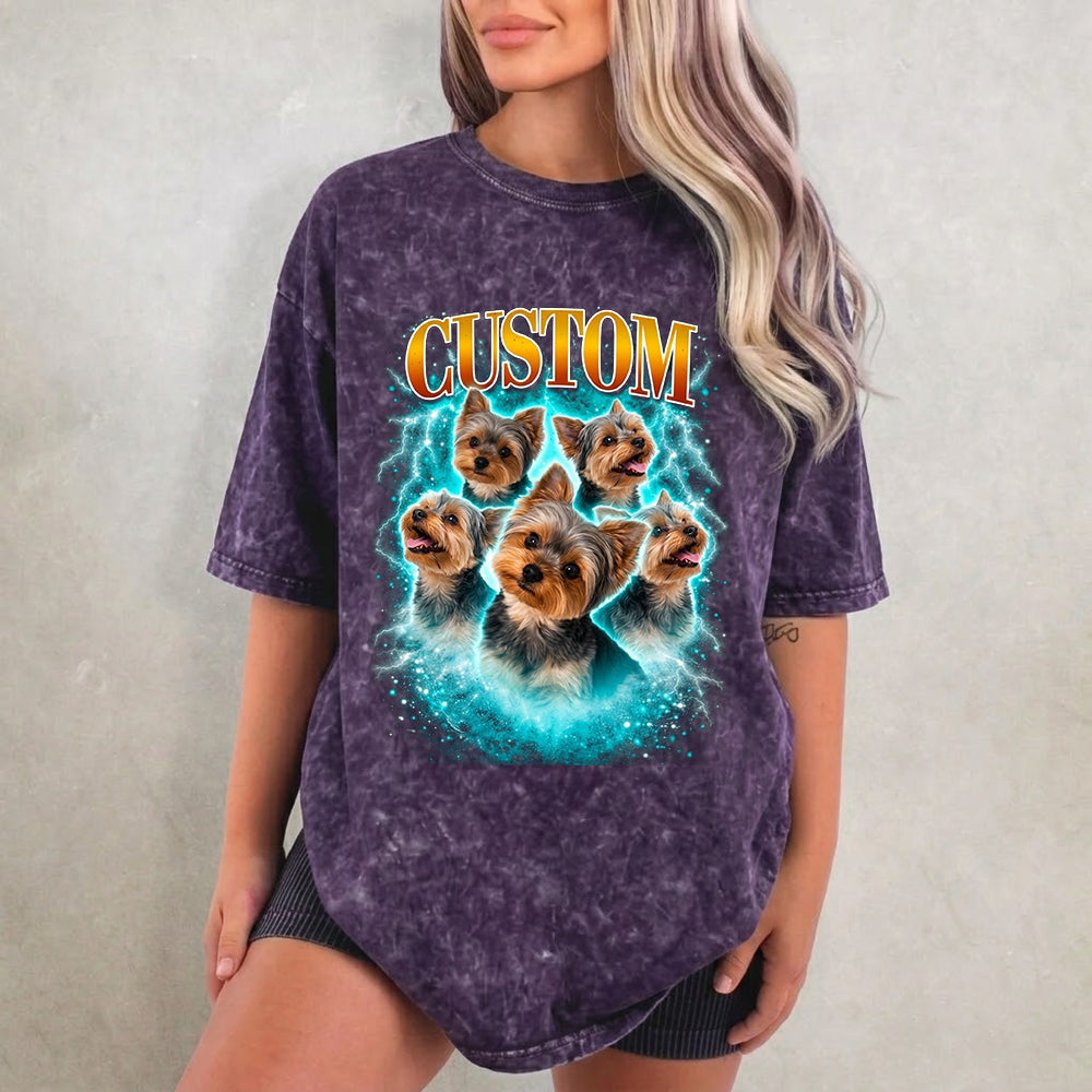Personalized Dog Photo T-Shirt, Custom Pet Wash Shirt THUC99