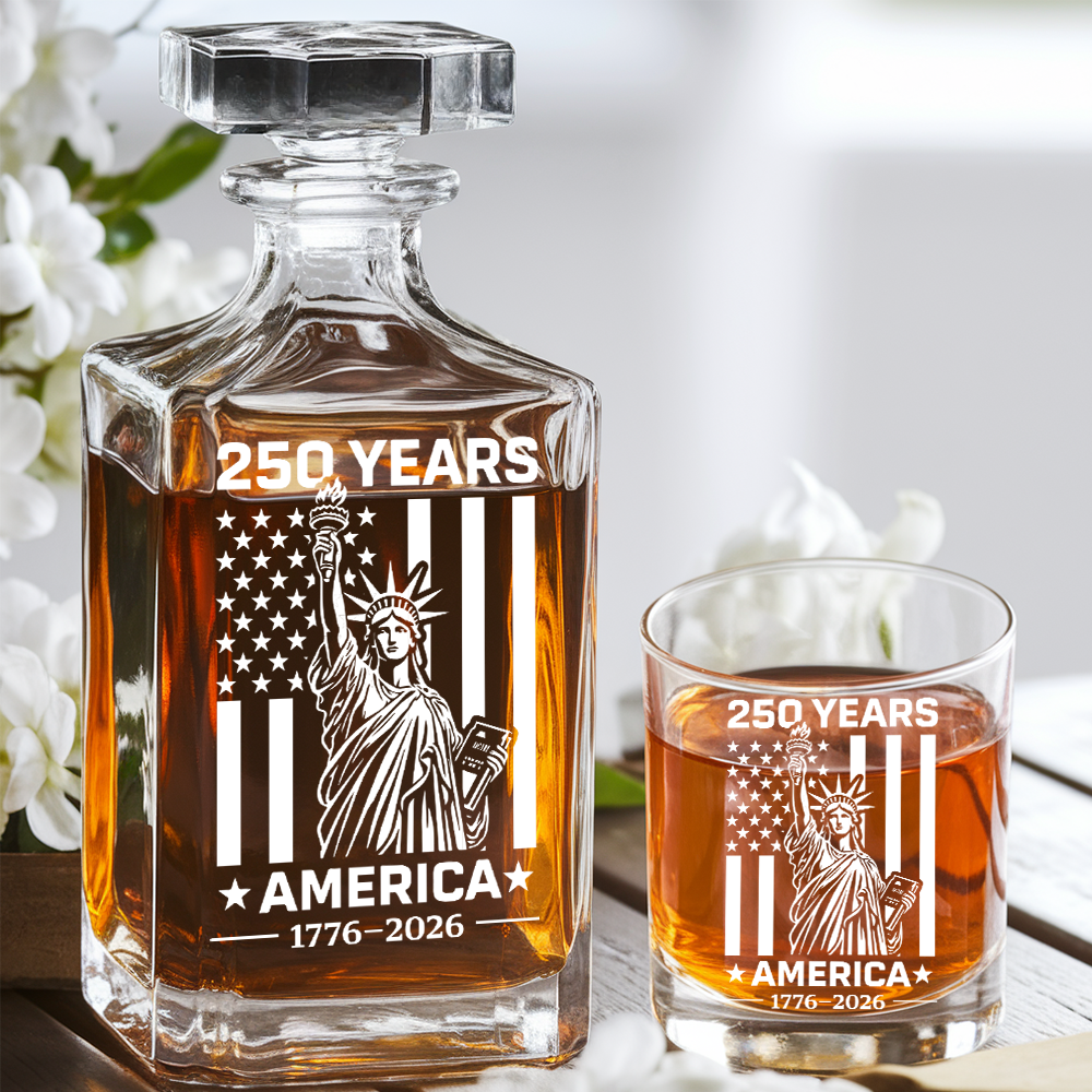 Personalized 250 Years America Whiskey Decanter Set 1776–2026 THUC99