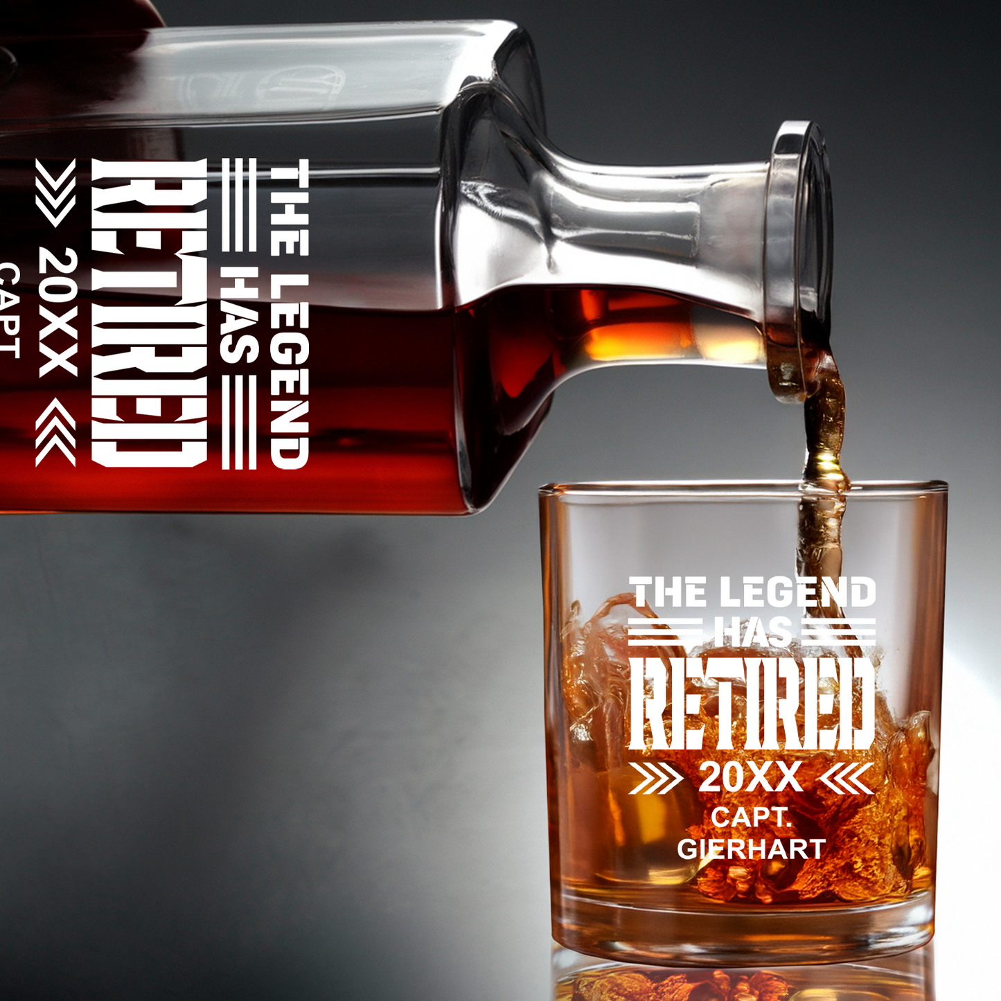 Personalized Retirement The Legend Has Retired Veteran Decanter With Glasses Set, Patriotic Gift for Veterans, Gift For Independence Day, Veteran Whiskey Glass TND097