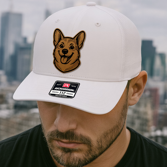 Custom Pet Photo Trucker Hat – Personalized Leather Patch Hat – Dog Portrait Gift – Custom Pet Face Hat THUC992
