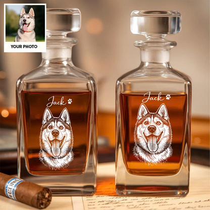 Custom Photo Dog Whiskey Decanter Set with Name, Personalized Dog Lover Decanter Gift THUC99