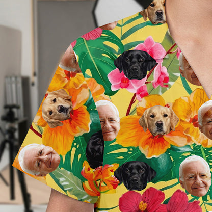 Custom Photo Dog Tropical Shirt, Personalized Hawaiian Shirt, Dog Lover Vacation Gift THUC99