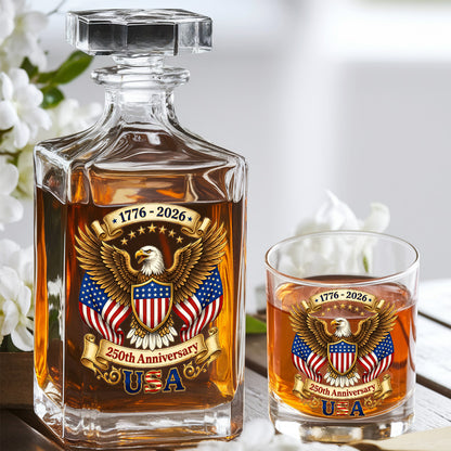 250th Eagle USA Whiskey Decanter Set, Patriotic Independence Day Gift THUC99