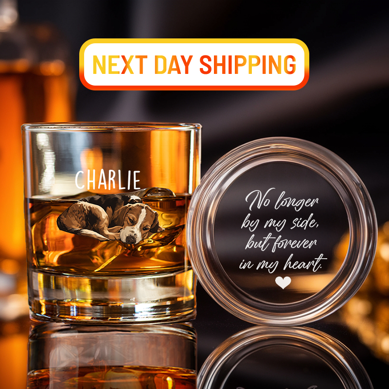 Custom Photo Memorial Dog Whiskey Glass, Memorial Pet Glass with Photo, Dog Memorial Gifts, Dog Sympathy Gift TNG199