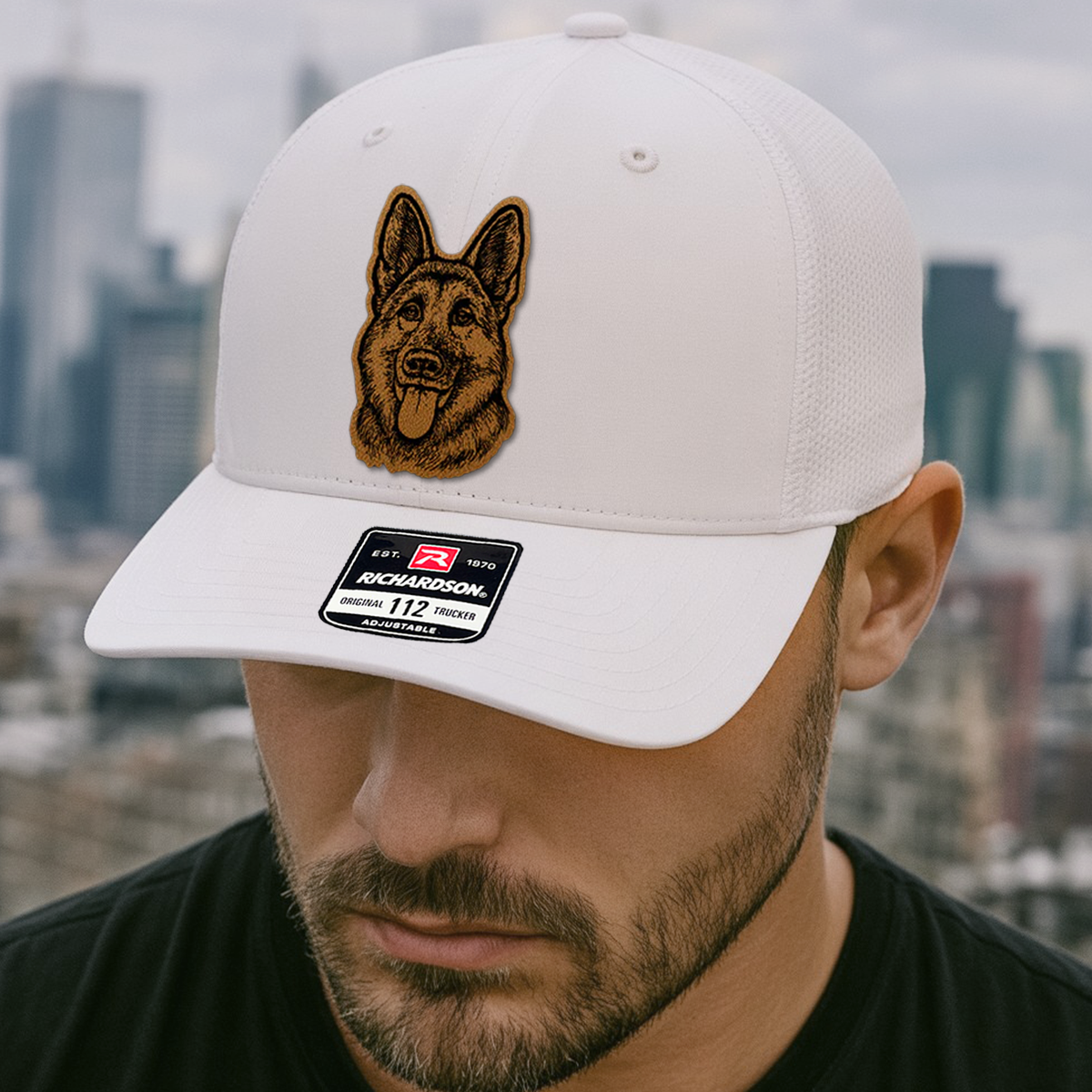 Custom Pet Photo Trucker Hat – Personalized Leather Patch Hat – Dog Portrait Gift – Custom Pet Face Hat Thuc993