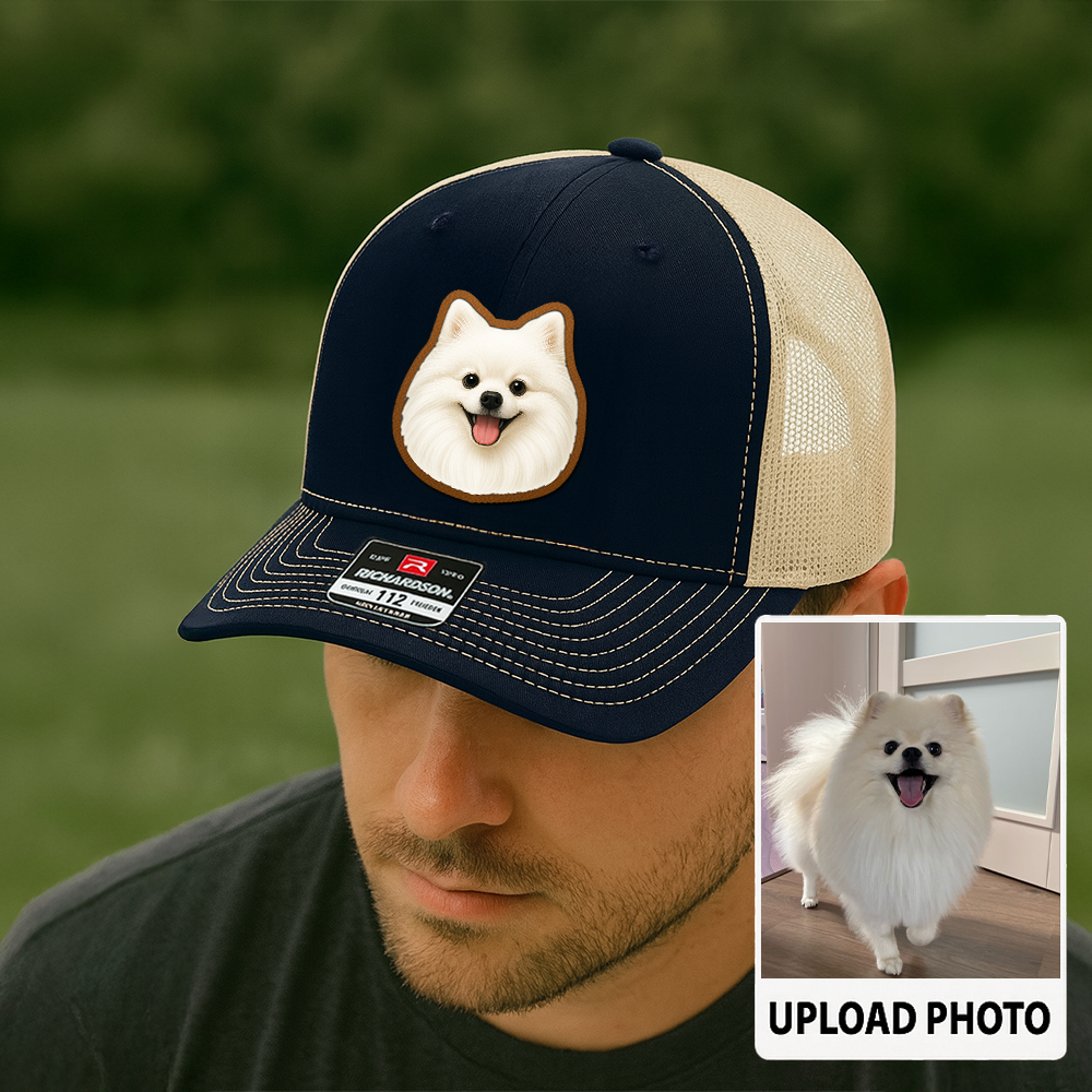 Custom Pet Printed Leather Hat – Unique Trucker Cap with Your Pet's Picture – Personalized Dog Gift TH995