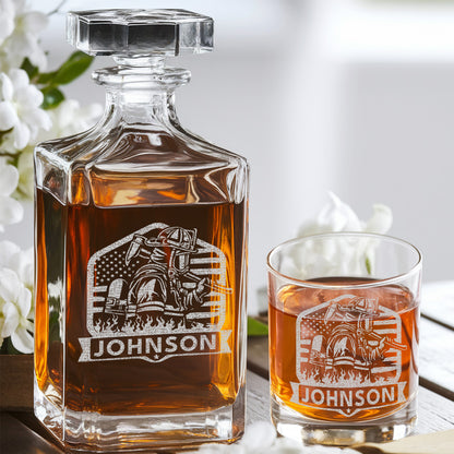 Personalized Firefighter Wife Decanter Set – Custom Name Whiskey Gift for Firefighter Family