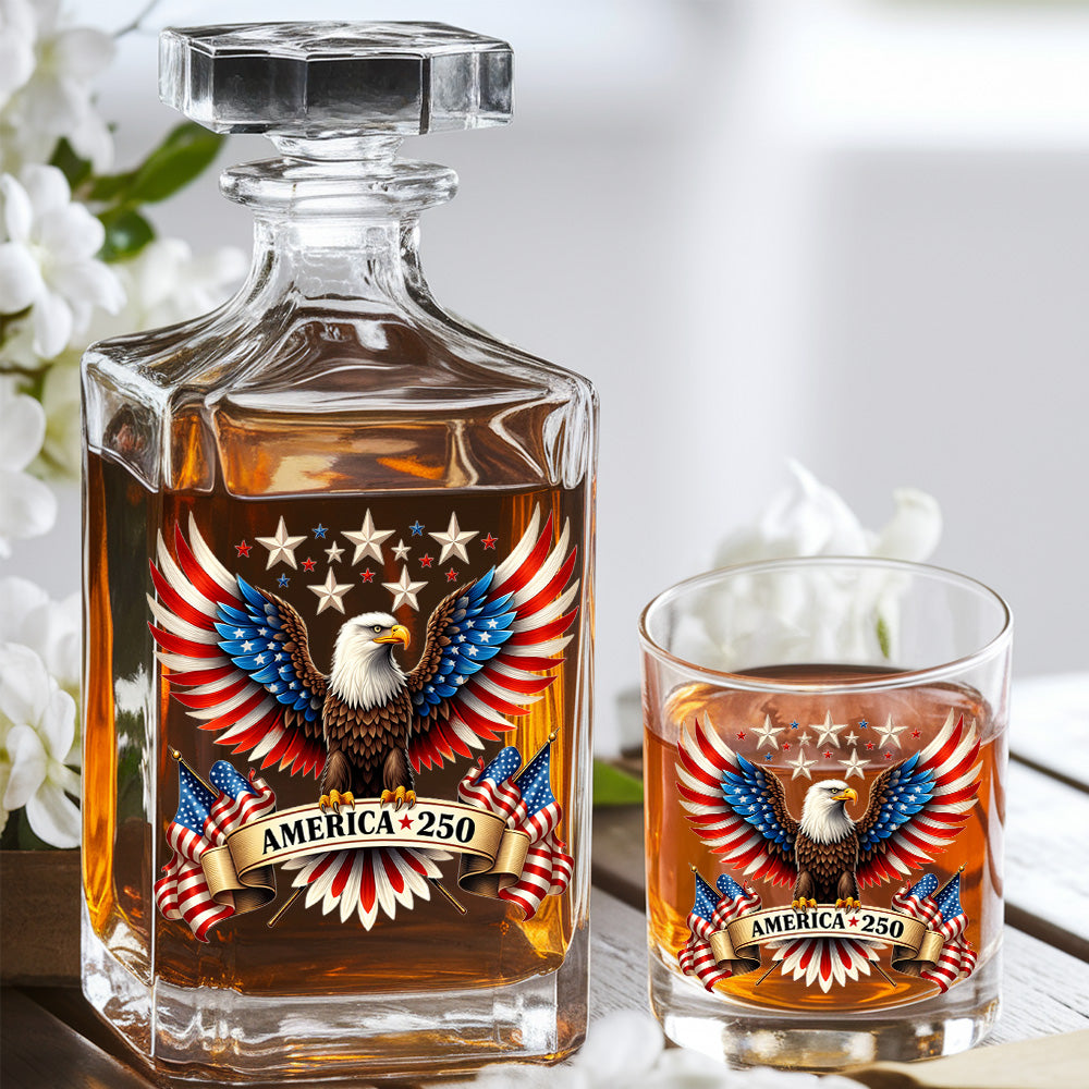 Personalized 250 Years USA Whiskey Decanter Set, Patriotic Gift THUC99