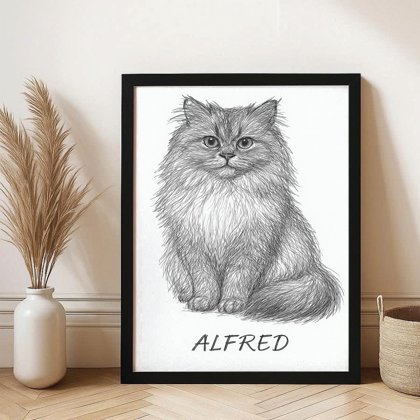 Custom Photo Cat Pencil Art