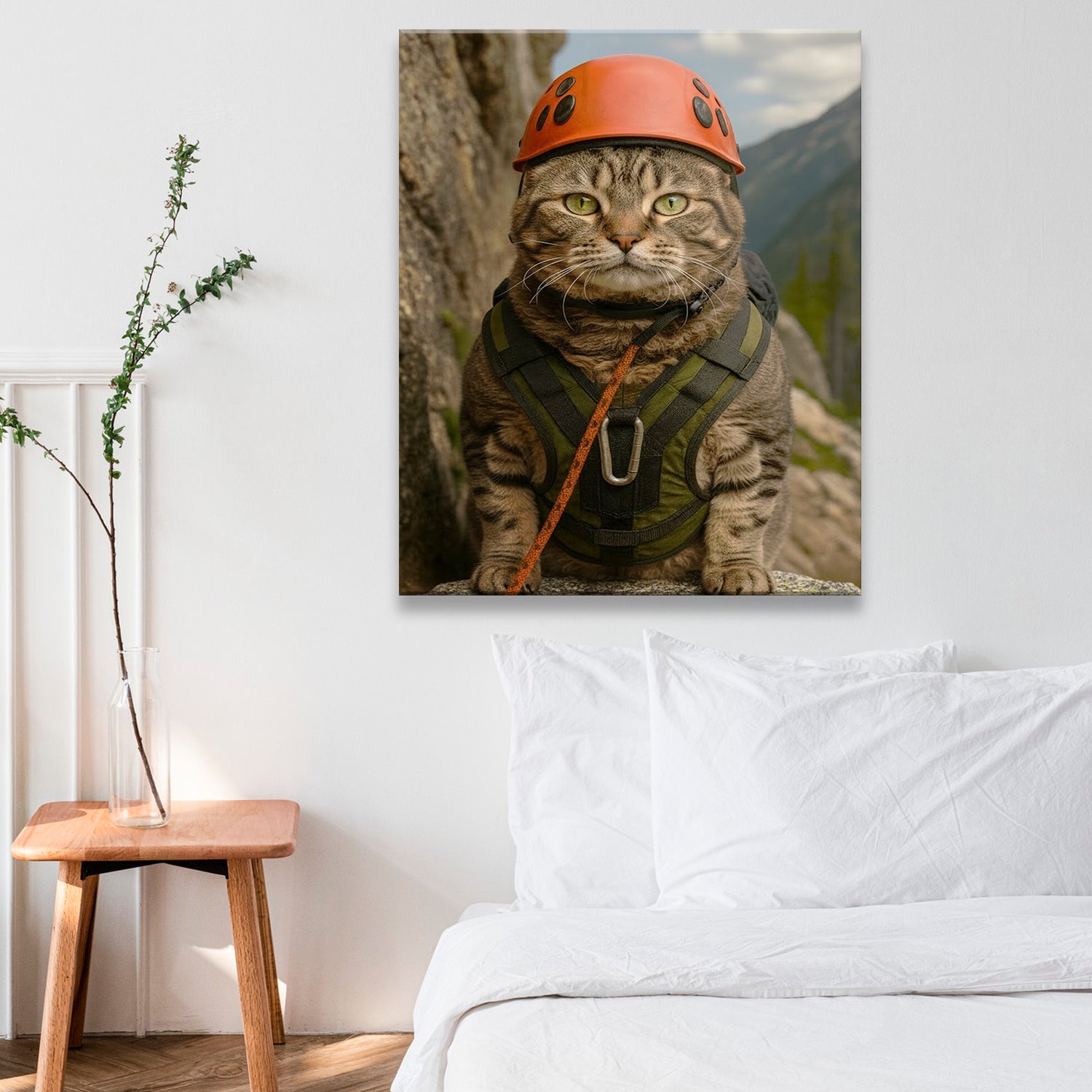 Custom Photo Rock Climber Cat Canvas Gift For Cat Lover