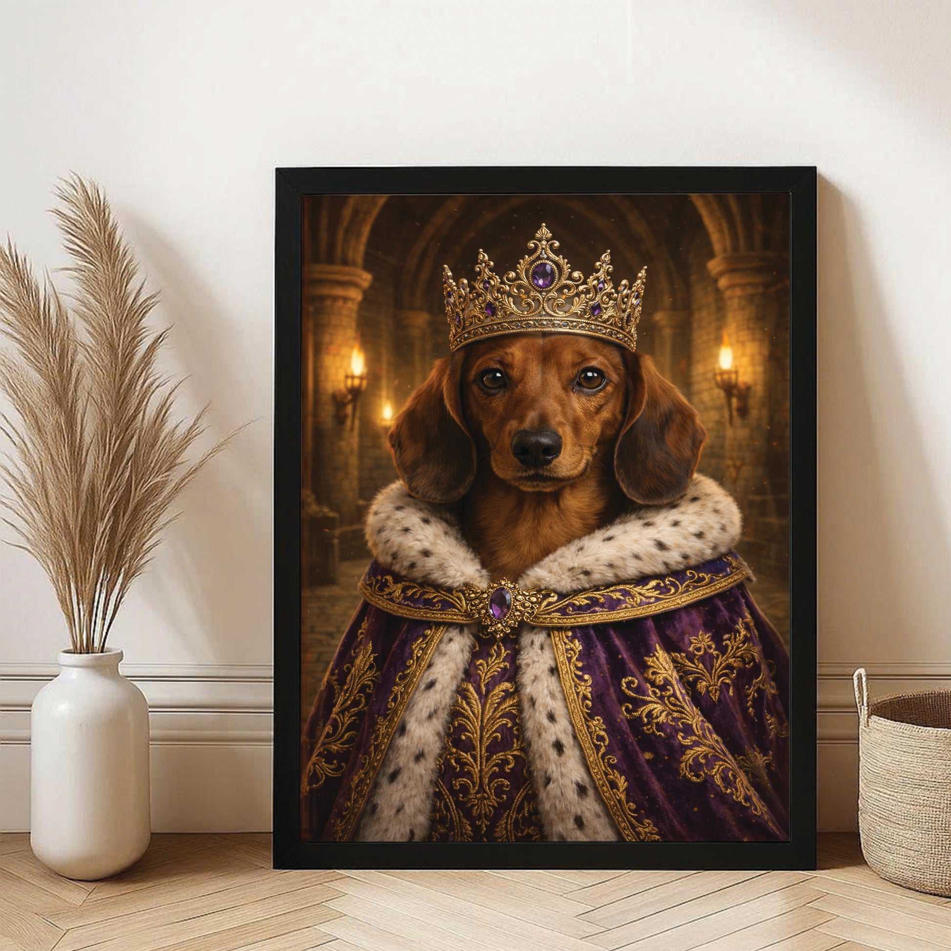 Custom Photo Queen King Dog Canvas Framed Wall Art Gift For Dog Lovers