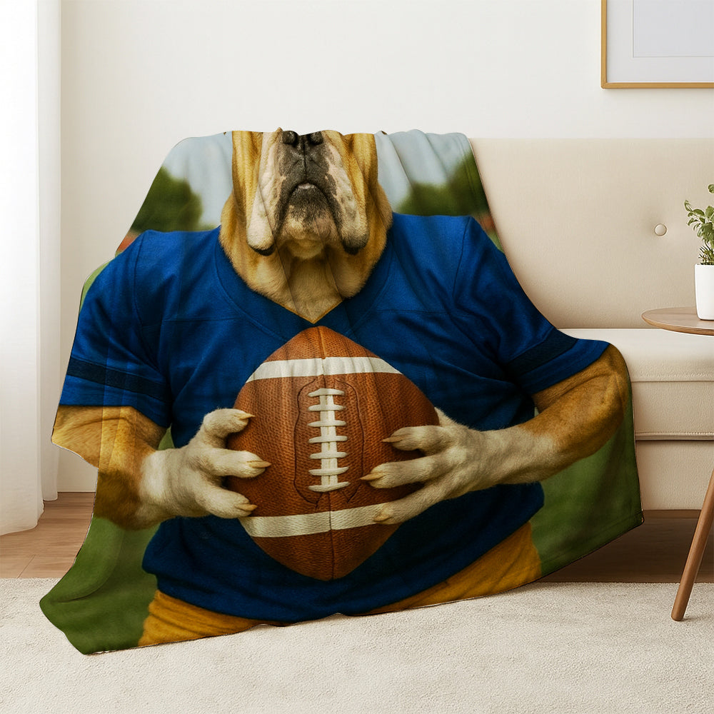 Custom Photo Football Player Dog BlanketGift For Dog Lovers