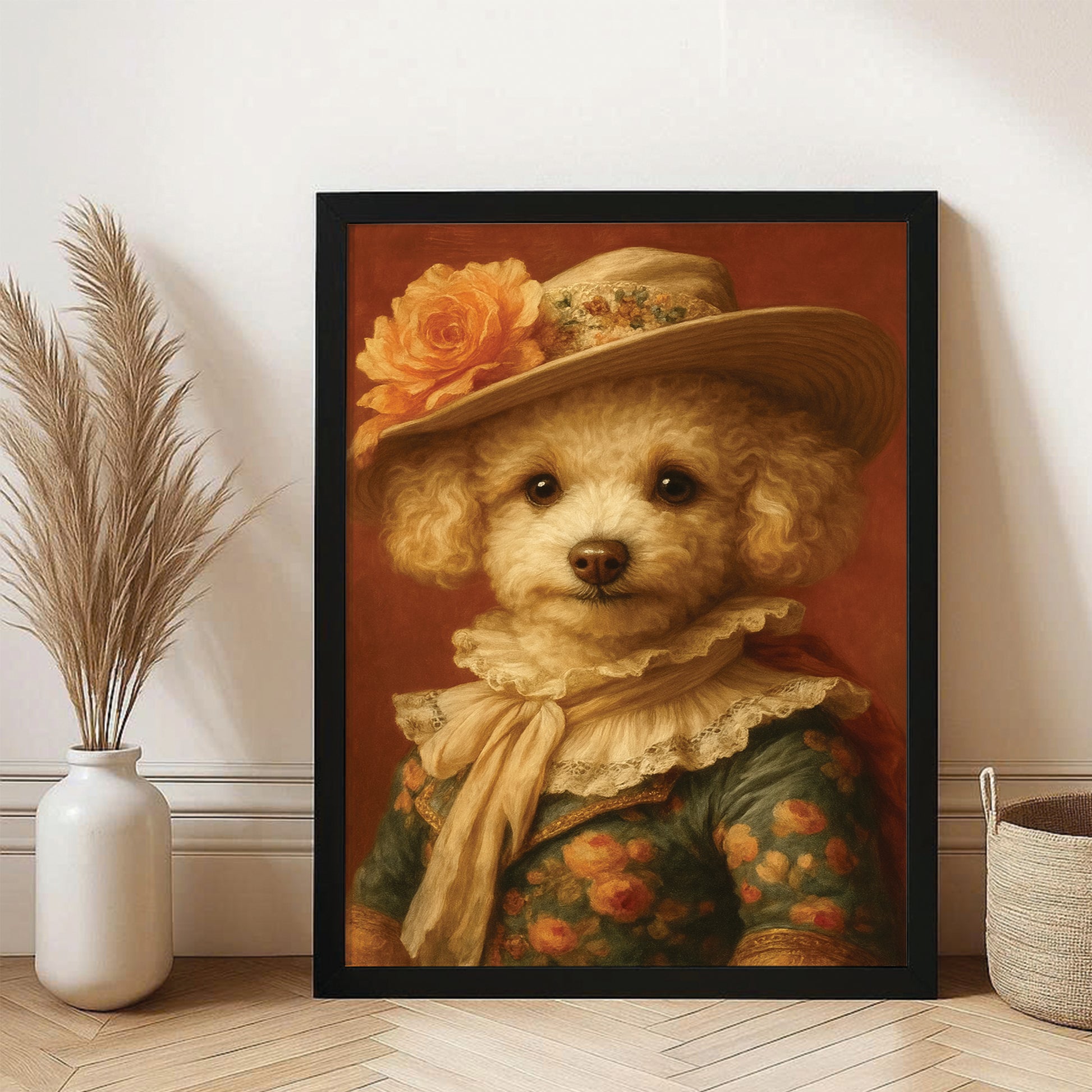 Custom Photo Dog Royal Style 05 Canvas Framed Wall Art Gift For Dog Lovers