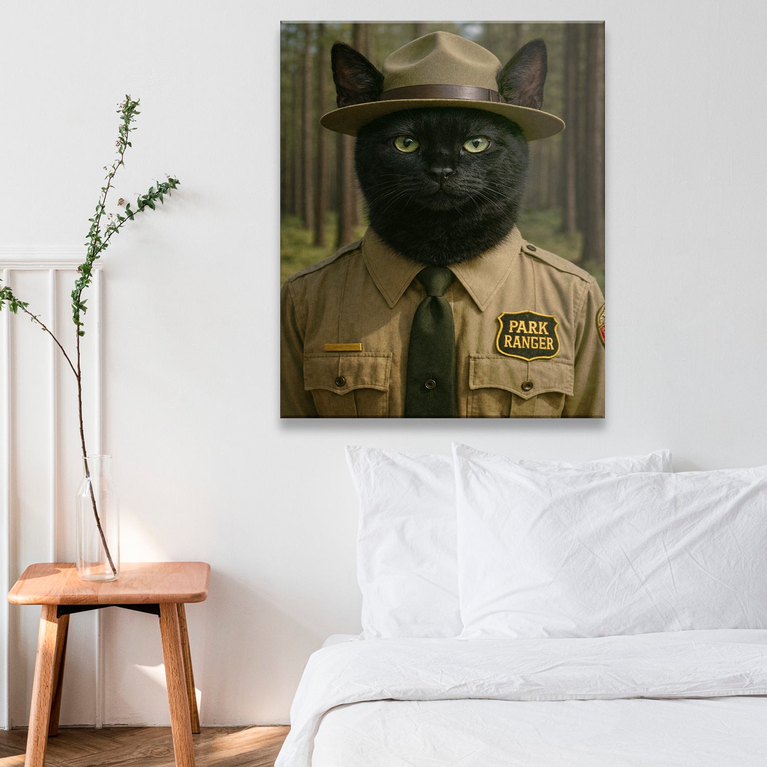 Custom Photo Park Ranger Cat Canvas