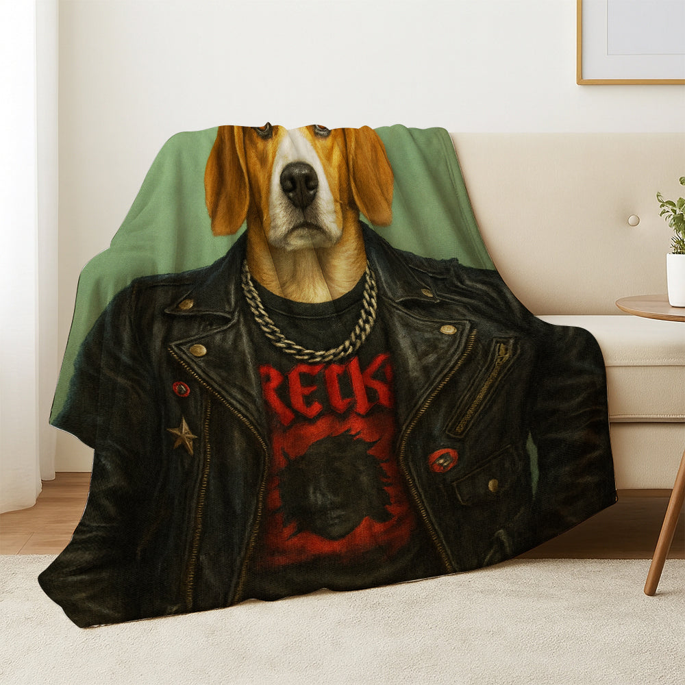 Custom Photo Rock n Roll Dog Blanket_ Gift For Dog Lovers
