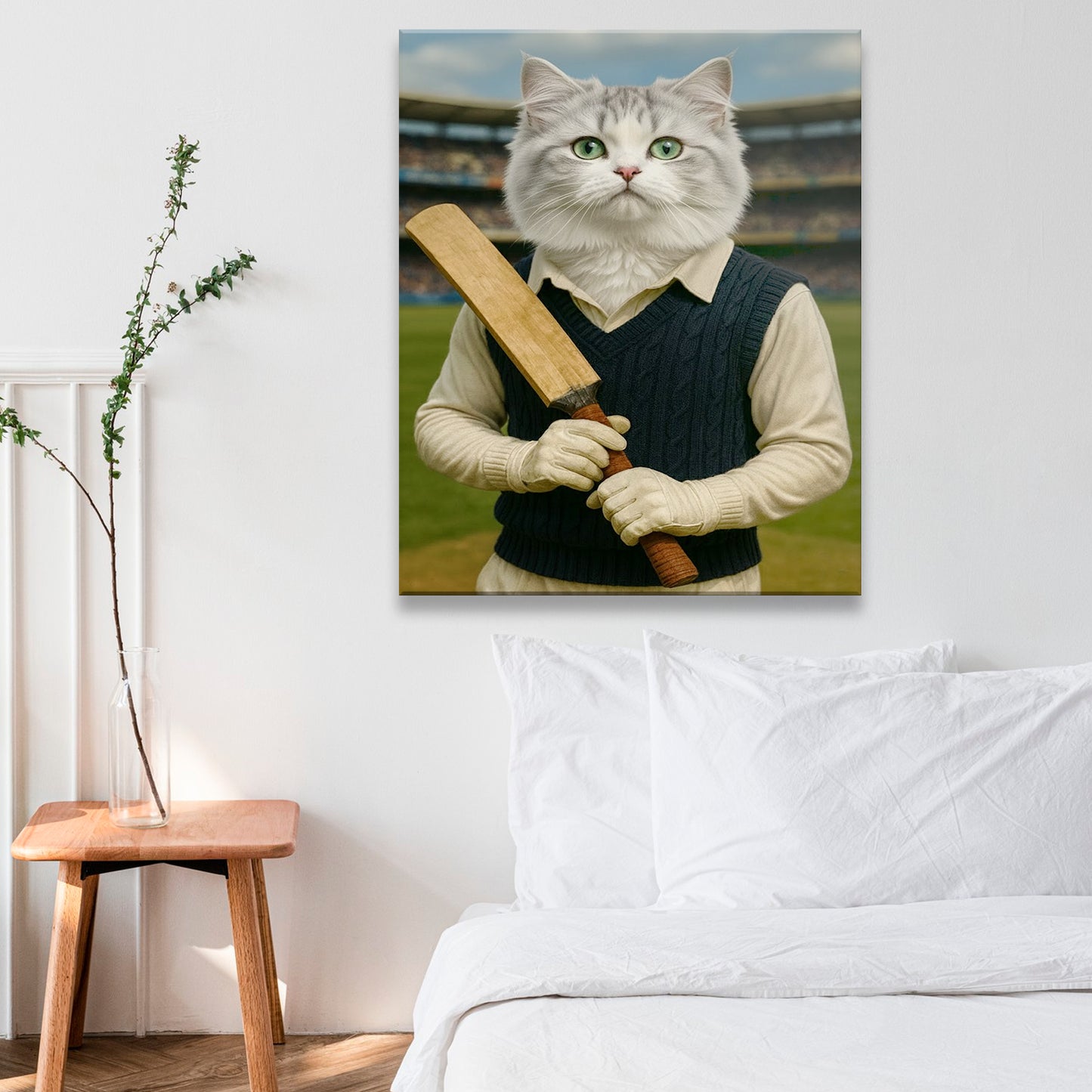 Custom Photo Cricket Cat Canvas Gift For Cat Lovers