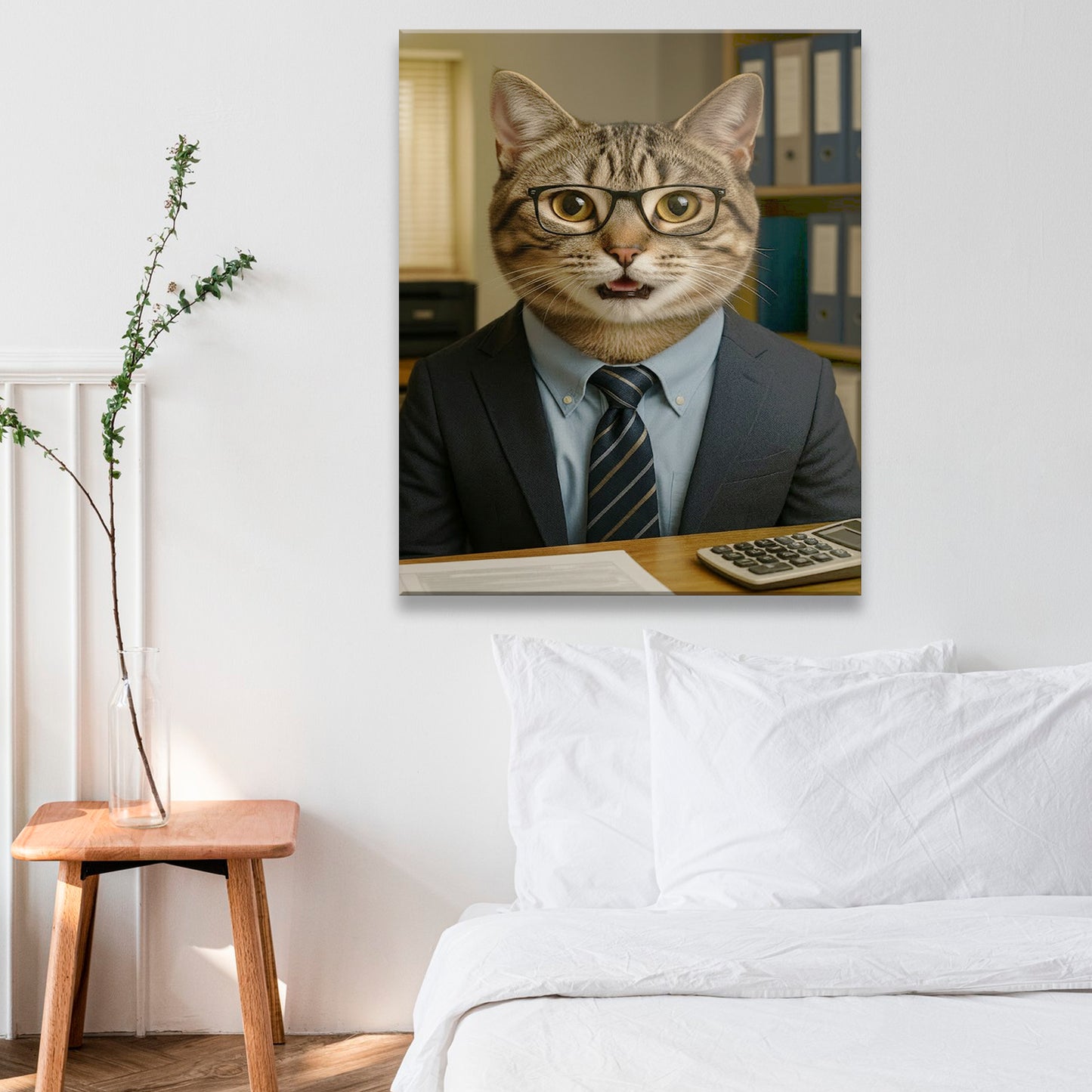 Custom Photo Accountant Cat Canvas Gift For Cat Lovers