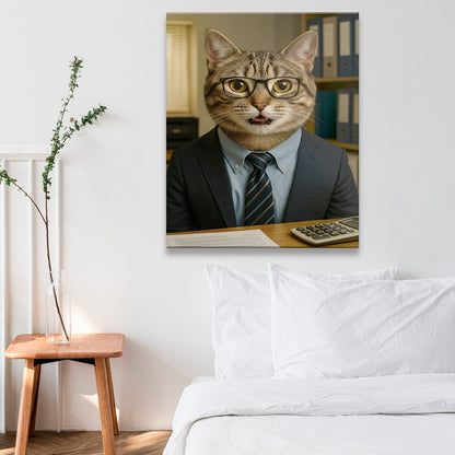 Custom Photo Accountant Cat Canvas Gift For Cat Lovers