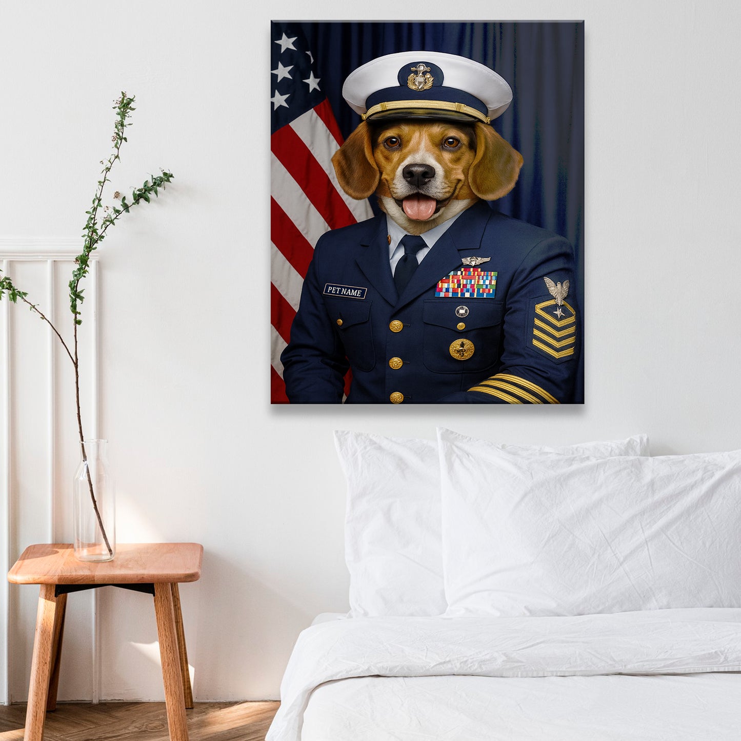 Custom Dog Photo Us Navy Canvas _ Gift For Dog Lovers