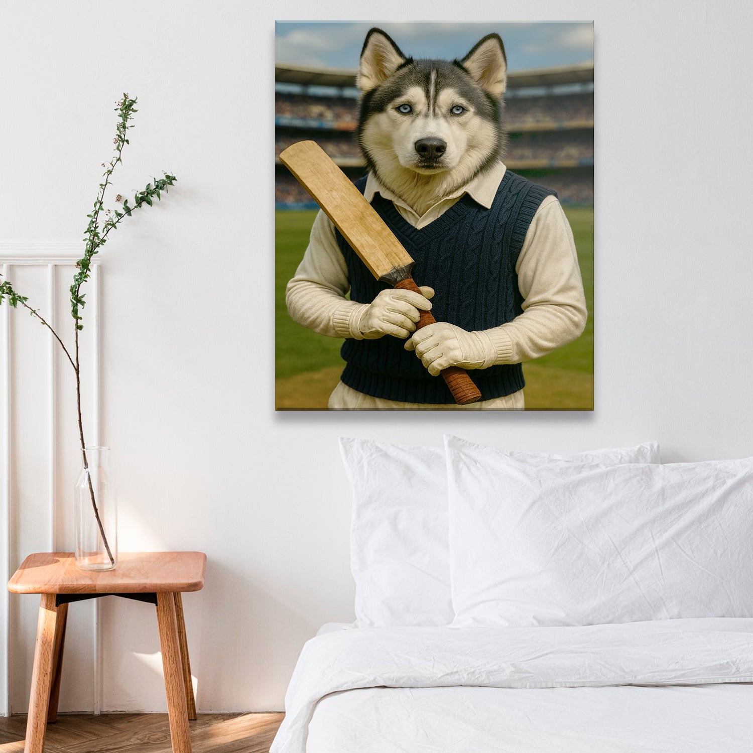 Custom Photo Cricket Dog Canvas Gift For Dog Lovers