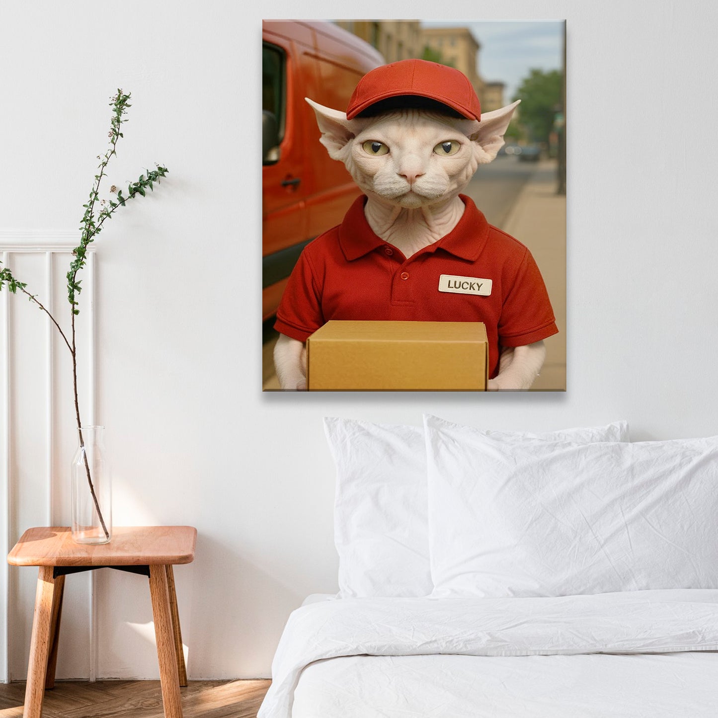 Custom Photo Courier Delivery Canvas Gift For Cat Lovers