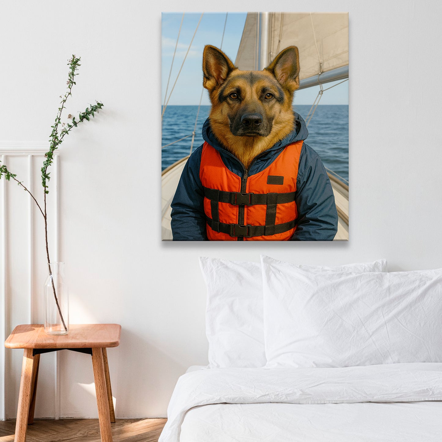 Custom Photo Sailor Dog Canvas Gift For Dog Lovers