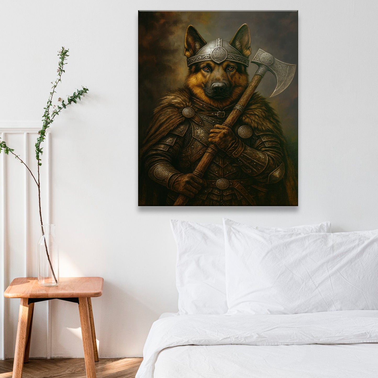 Custom Dog Photo Viking Warrior Canvas _ Gift For Dog