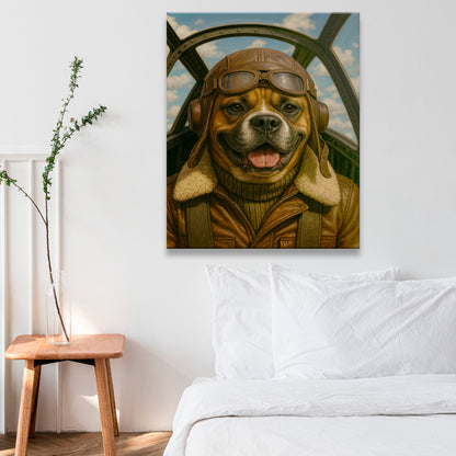 Custom Photo Pilot Dog Canvas Gift For Dog Lover