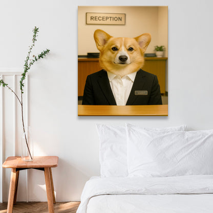 Custom Photo Receptionist Dog Canvas Gift For Dog Lovers