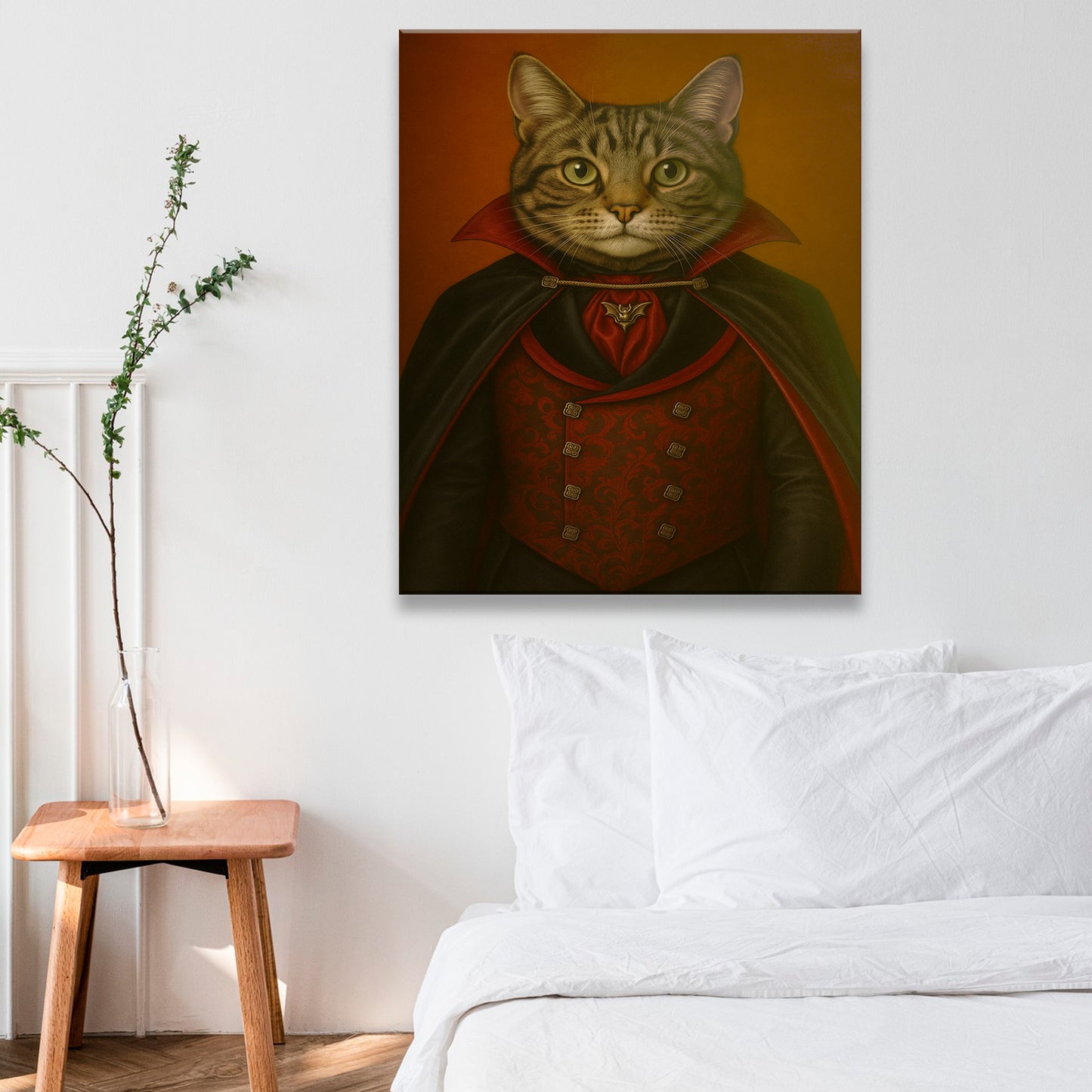 Custom Photo Vampire Cat Canvas Gift For Cat Lovers