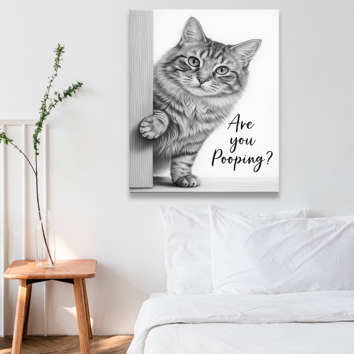 Custom Photo Cat Bathroom Canvas Gift For Cat Lover