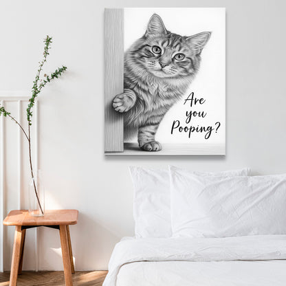 Custom Photo Cat Bathroom Canvas Gift For Cat Lover