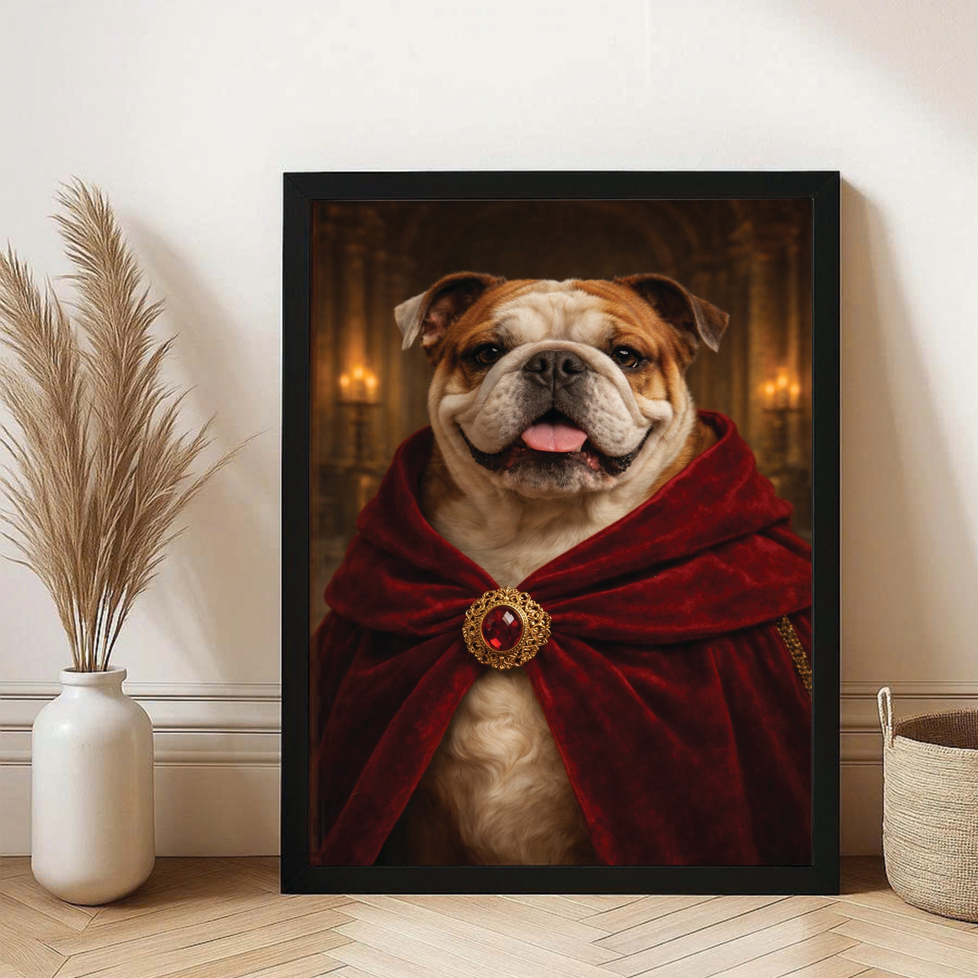 Custom Photo King Royal Dog Canvas Framed Wall Art Gift For Dog Lover