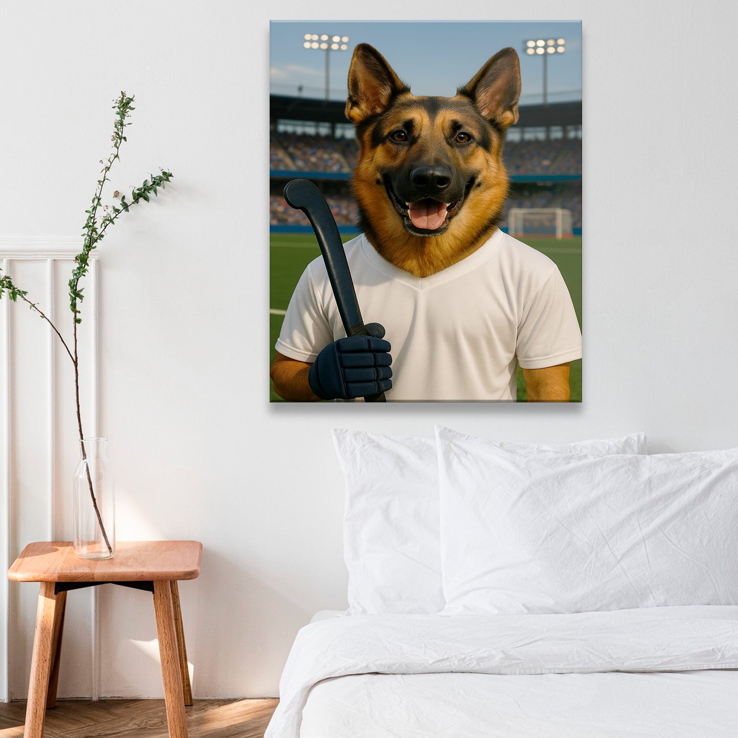 Custom Photo Field Hockey Dog Canvas Gift For Dog Lovers