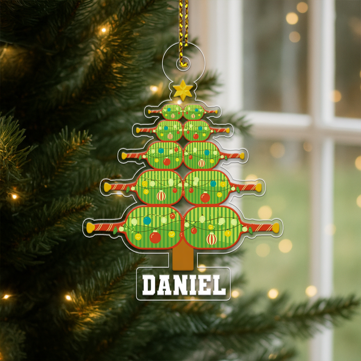 Custom Name Pickleball Xmas Tree Acrylic Ornament Christmas Gift