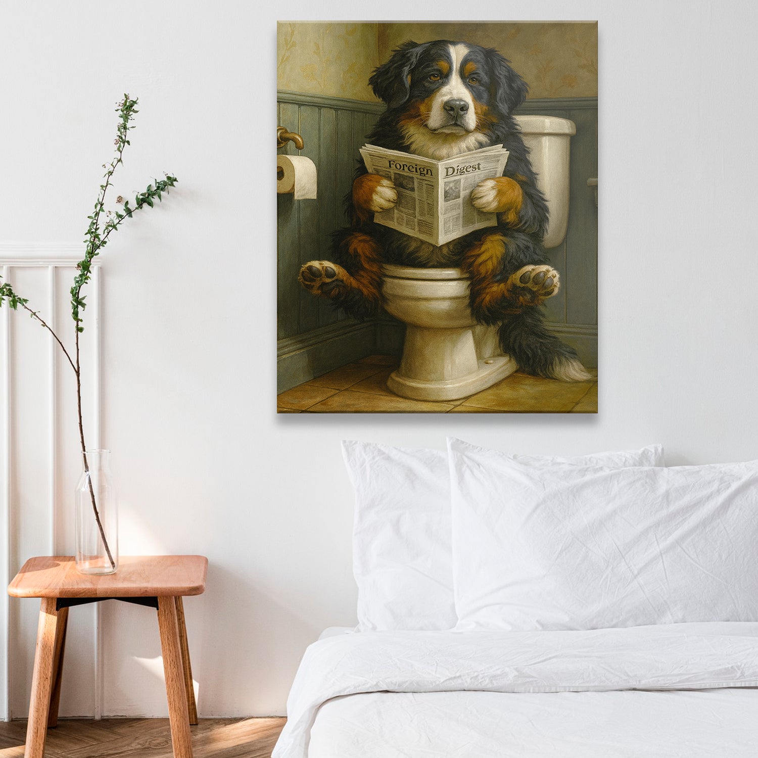 Custom Photo Dog In Bathroom Style 2 Canvas Gift For Dog Lovers
