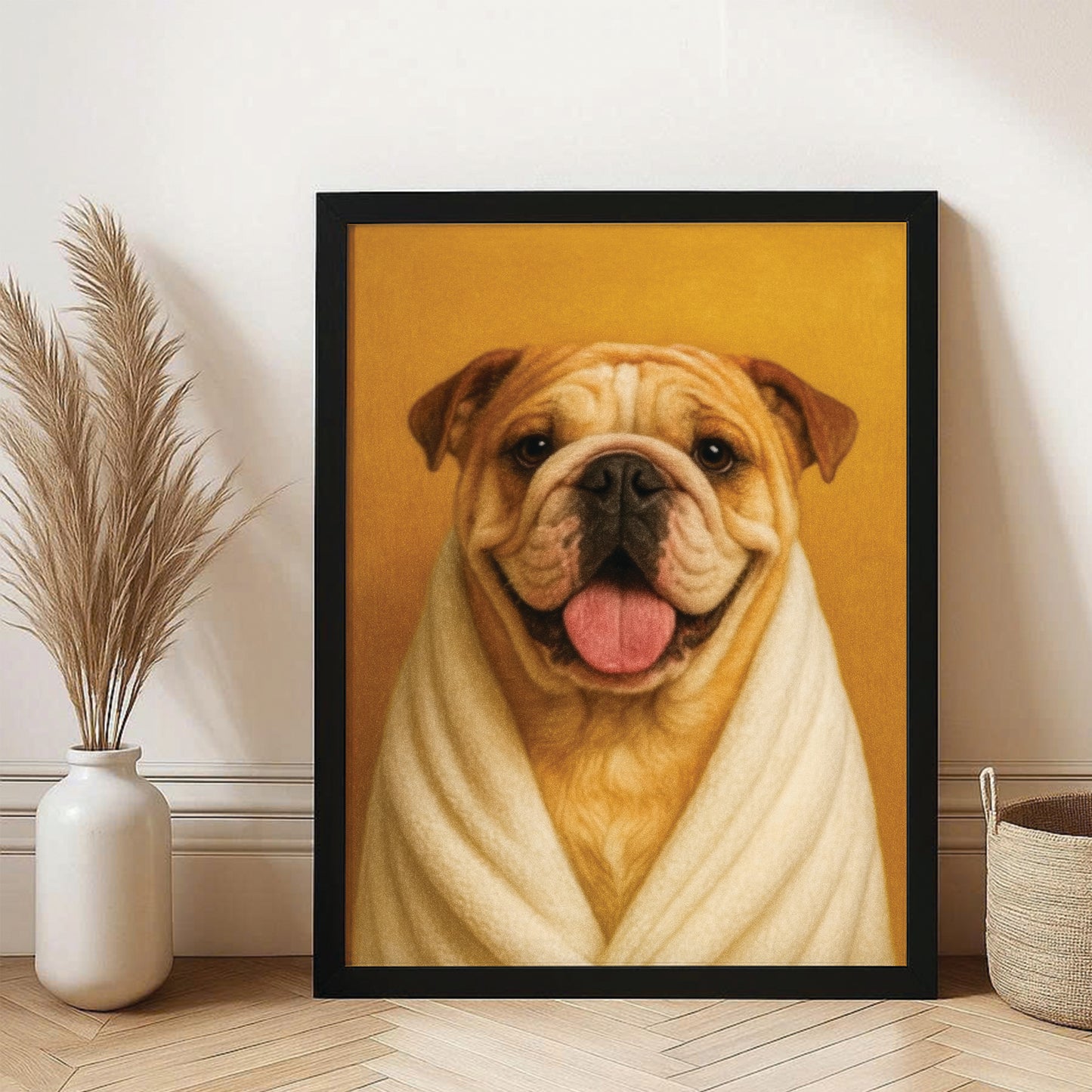 Custom Photo Dog Bathroom Style 30 Canvas Framed Wall Art Gift For Dog Lovers