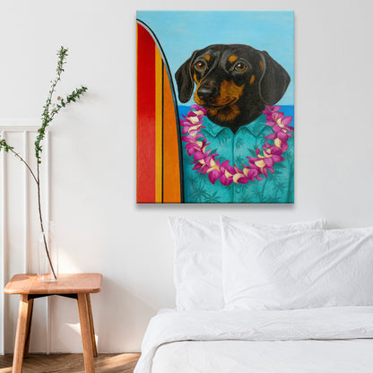 Custom Photo Surfer Dog Canvas Gift For Dog Lovers