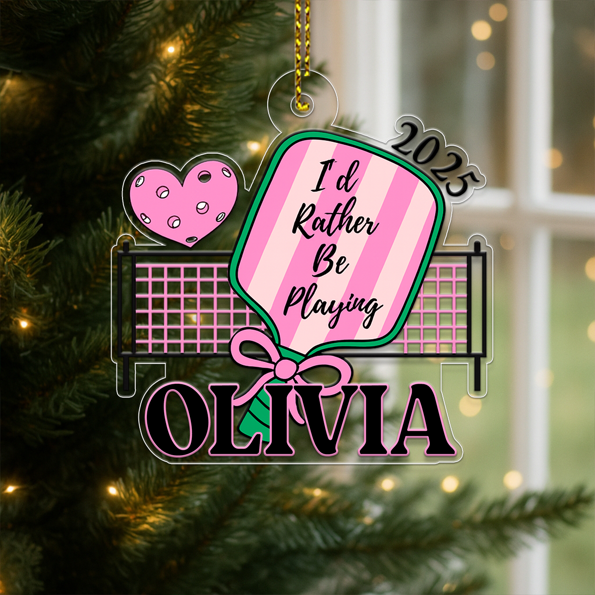 Personalized Pickleball For Girl Acrylic Ornament Christmas Gift