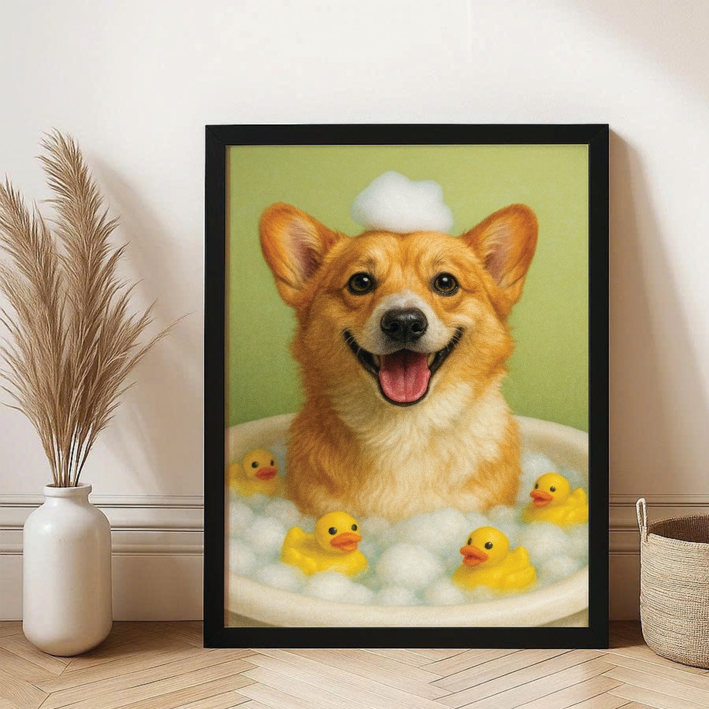 Custom Photo Dog Bathroom Style 25 Canvas Framed Wall Art Gift For Dog Lovers