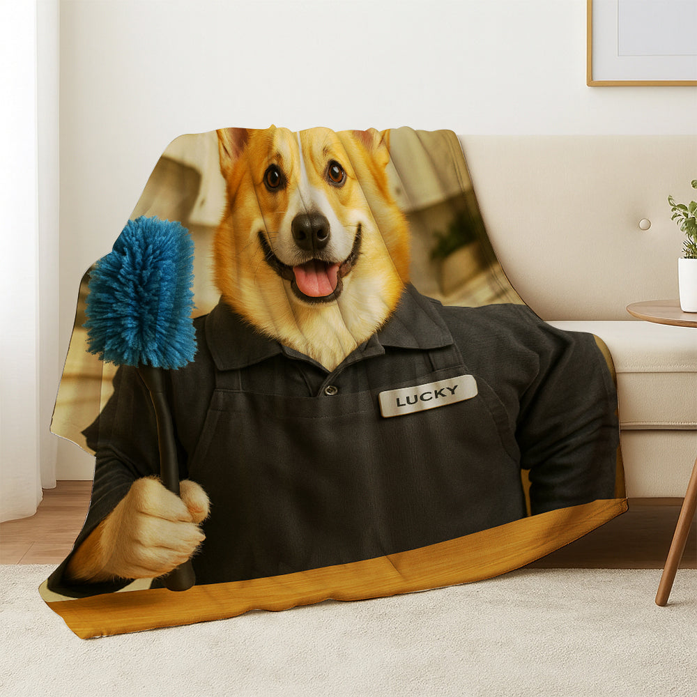 Custom Photo Housekeeper Dog BlanketGift For Dog Lovers