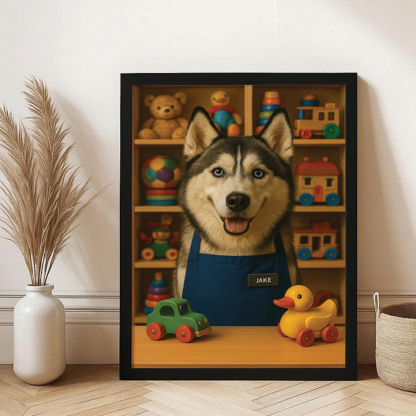 Custom Photo Toy Store Dog Canvas Framed Wall Art Gift For Dog Lovers