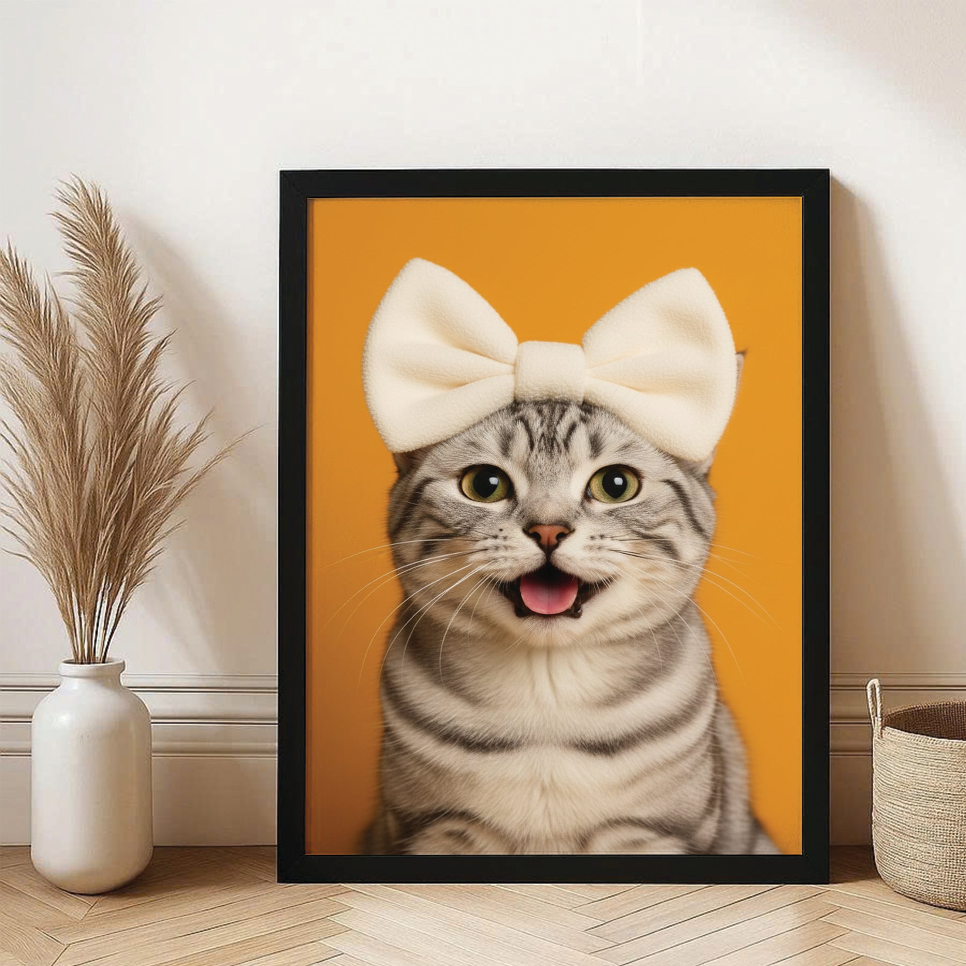 Custom Photo Cat Bathroom Style 37 Canvas Framed Wall Art Gift For Cat Lovers
