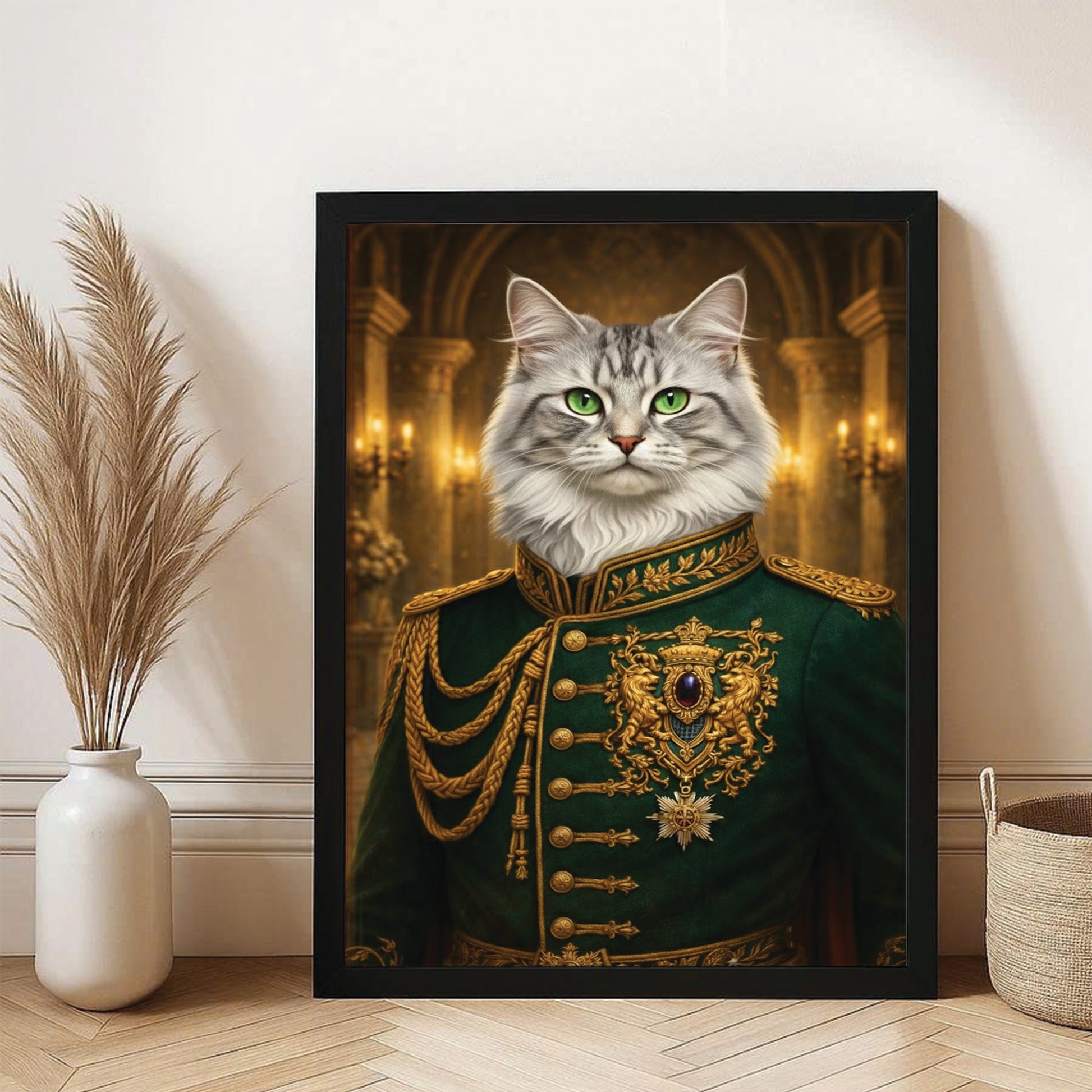 Custom Photo Cat Royal Style 11 Canvas Framed Wall Art Gift For Cat Lovers